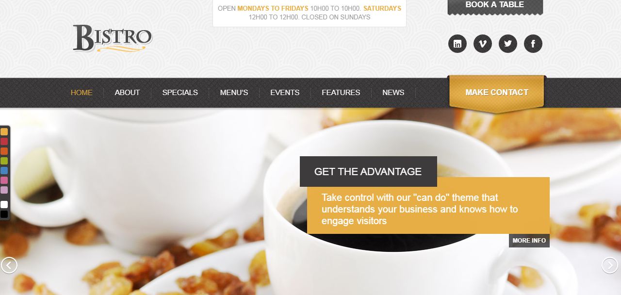 Bistro - mẫu giao diện website nhà hàng
