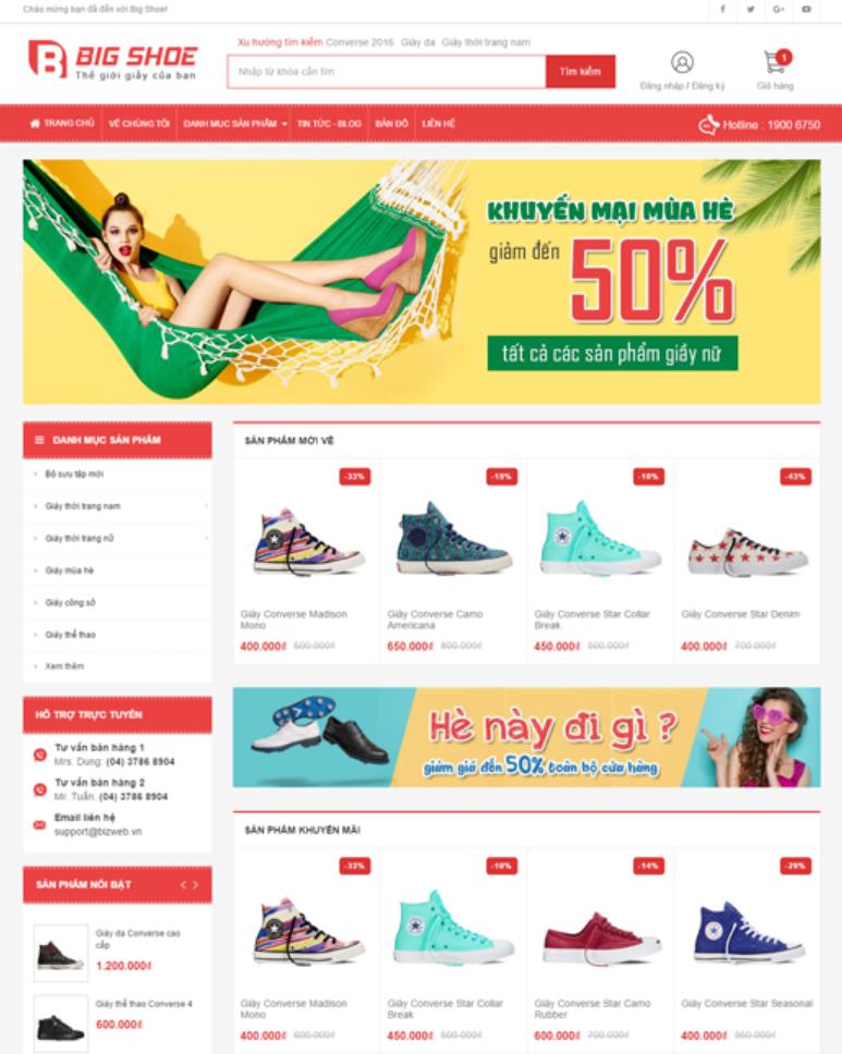 Mẫu giao diện website bán hàng Big Shoe