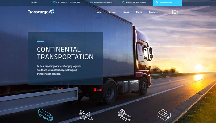 Mẫu website cho công ty nhập hàng - Transcargo