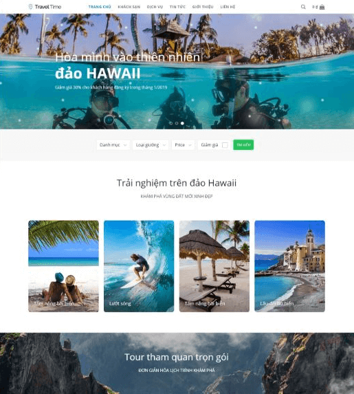 Mẫu website du lịch Traveltime.