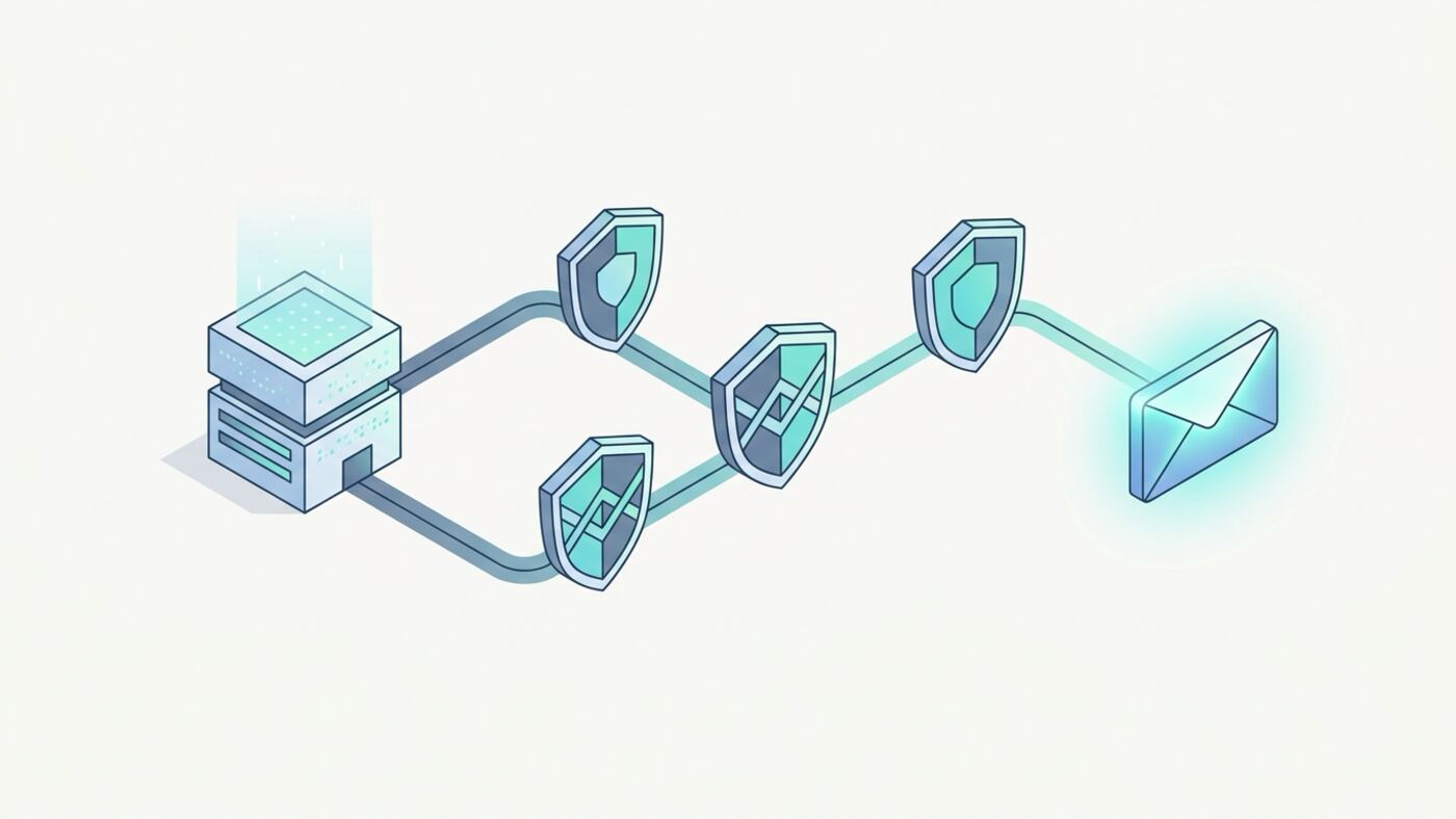 Sơ đồ luồng xác thực gửi email từ website vào hộp thư đến