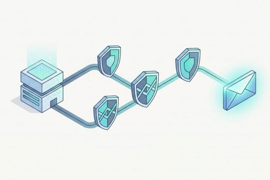 Sơ đồ luồng xác thực gửi email từ website vào hộp thư đến
